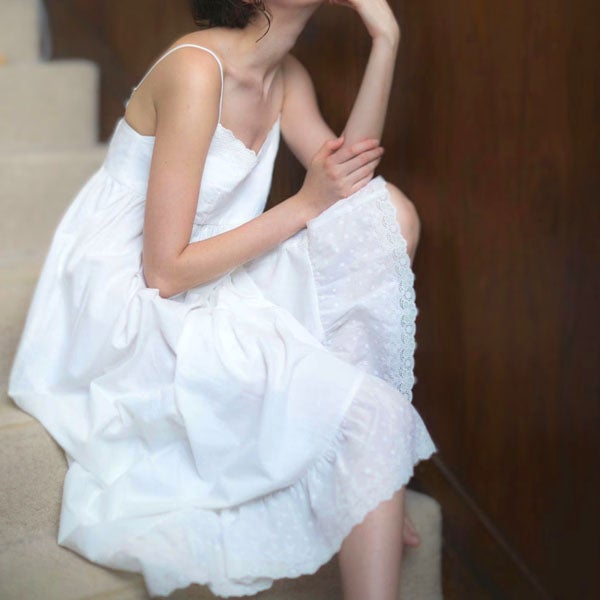 オーガニックコットン ライラックレースキャミドレス