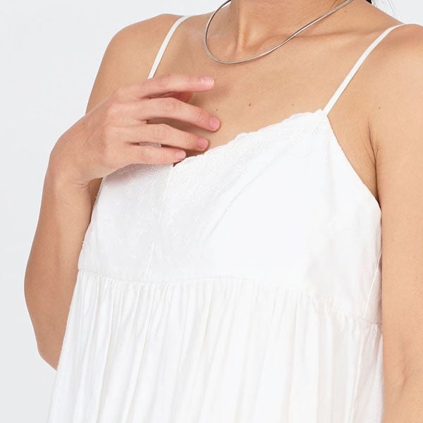 オーガニックコットン ライラックレースキャミドレス