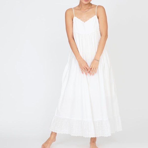 オーガニックコットン ライラックレースキャミドレス