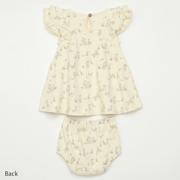 オーガニックコットン ベビー フリル袖ドレス&ブルマ