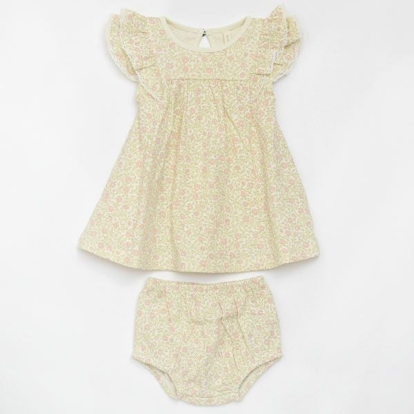 オーガニックコットン ベビー フリル袖ドレス&ブルマ
