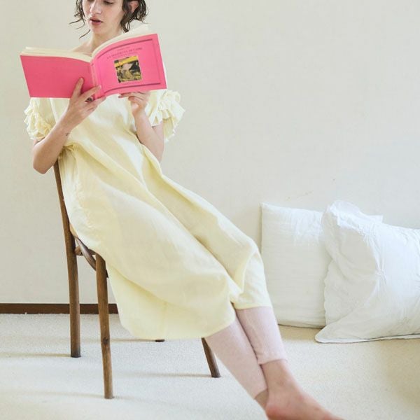 オーガニックコットン カラーガーゼローズマリーロングドレス