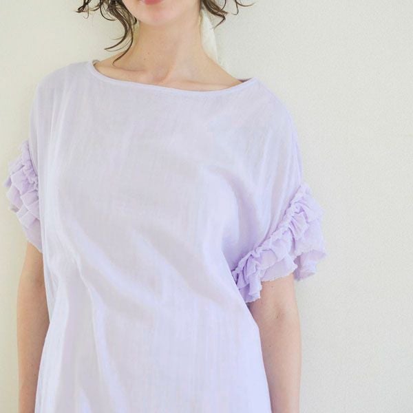 オーガニックコットン カラーガーゼローズマリーロングドレス