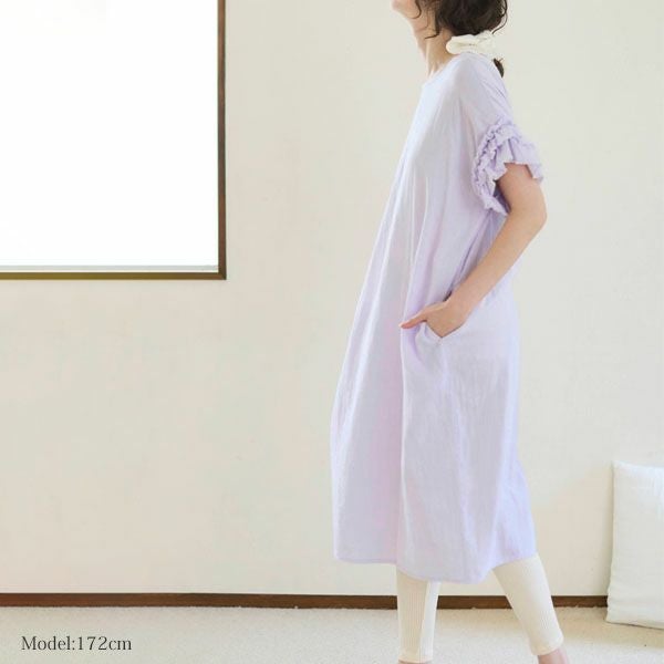 オーガニックコットン カラーガーゼローズマリーロングドレス