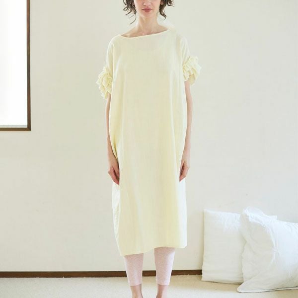 オーガニックコットン カラーガーゼローズマリーロングドレス