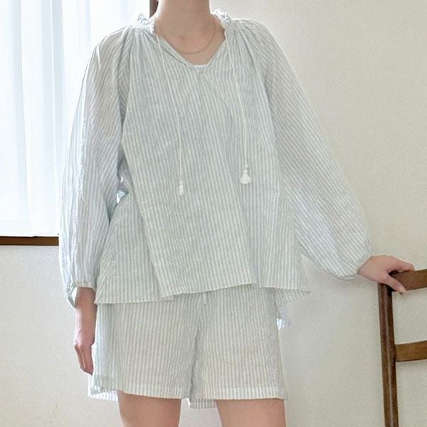 オーガニックコットン ユーカリストライプ ショートパンツ