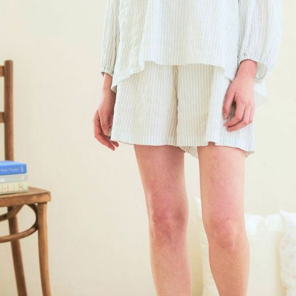 オーガニックコットン ユーカリストライプ ショートパンツ