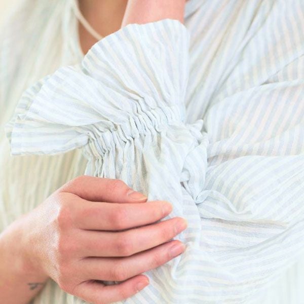 オーガニックコットン ユーカリストライプ タッセルワンピース