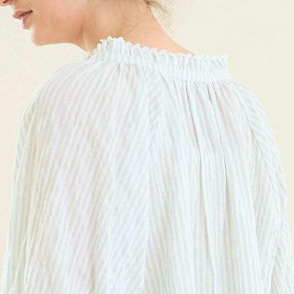 オーガニックコットン ユーカリストライプ タッセルワンピース