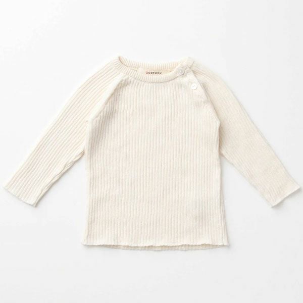 オーガニックコットン&シルク ベビーラグランリブニット