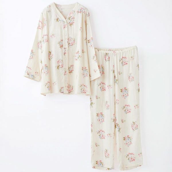 オーガニックコットン プリムローズ ノーカラーパジャマ