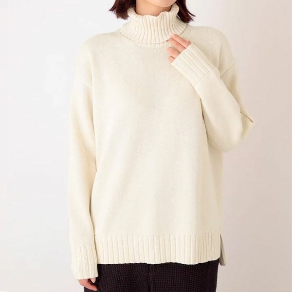 オーガニックコットン ニットワイドリブタートルネック