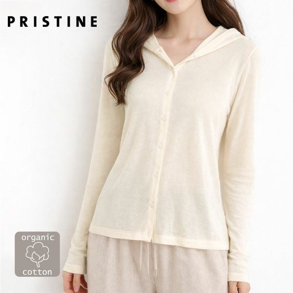 オーガニックコットンシアーフードカーディガン