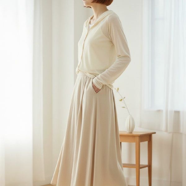 オーガニックコットンシアーフードカーディガン