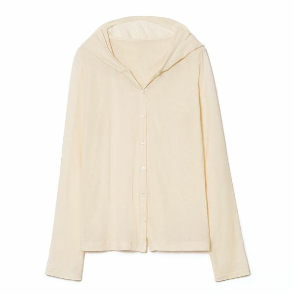 オーガニックコットンシアーフードカーディガン