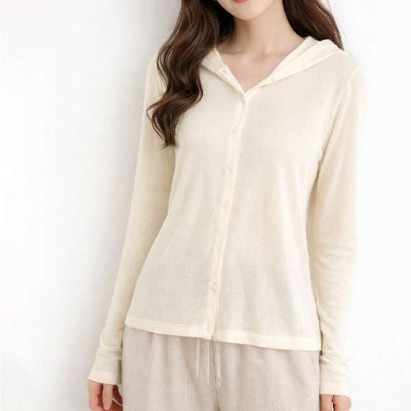 オーガニックコットンシアーフードカーディガン