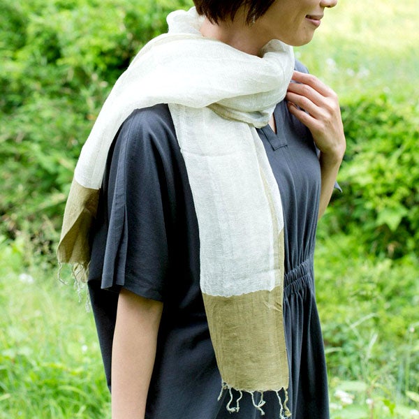 オーガニックコットン＆リネン手織りストール