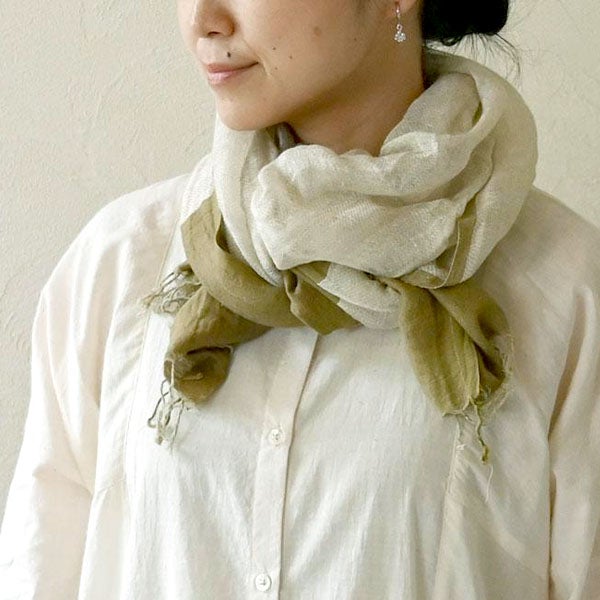 オーガニックコットン＆リネン手織りストール