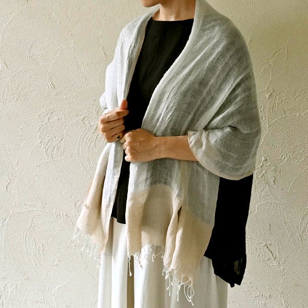 オーガニックコットン＆リネン手織りストール