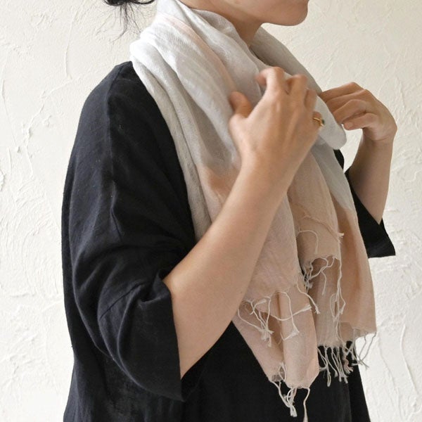 オーガニックコットン＆リネン手織りストール