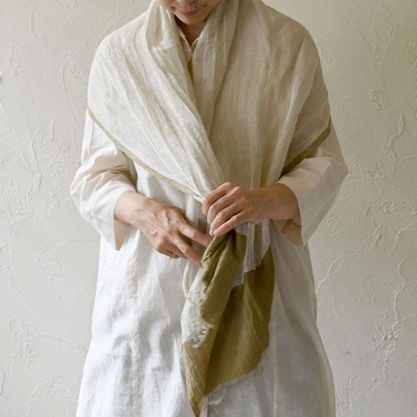 オーガニックコットン＆リネン手織りストール