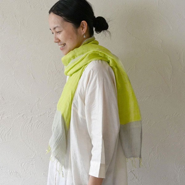 オーガニックコットン＆リネン手織りストール