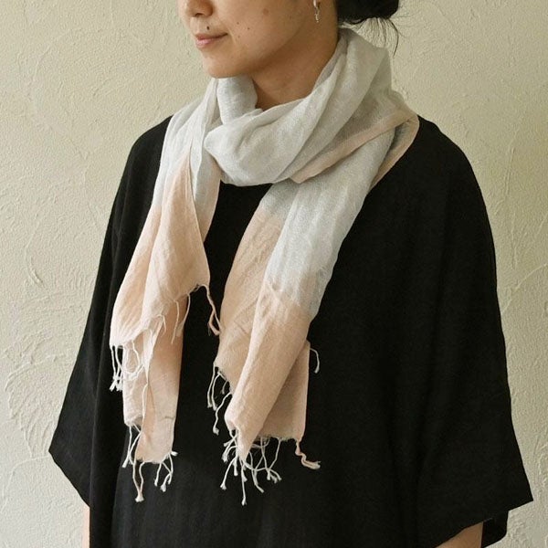 オーガニックコットン＆リネン手織りストール