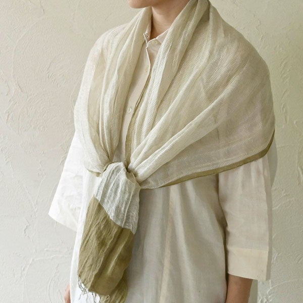 オーガニックコットン＆リネン手織りストール