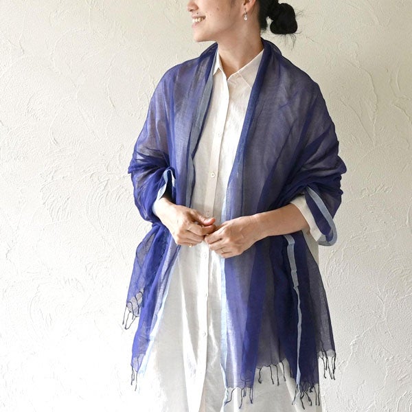 オーガニックコットン 手織りフワリストール