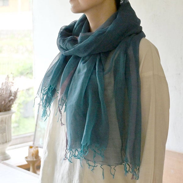 オーガニックコットン 手織りフワリストール