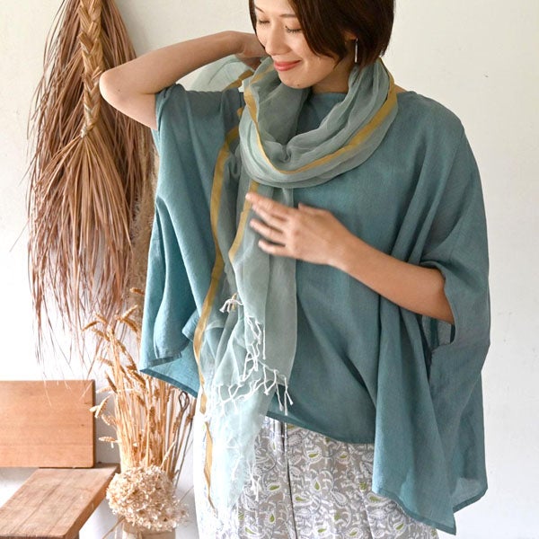 オーガニックコットン 手織りフワリストール