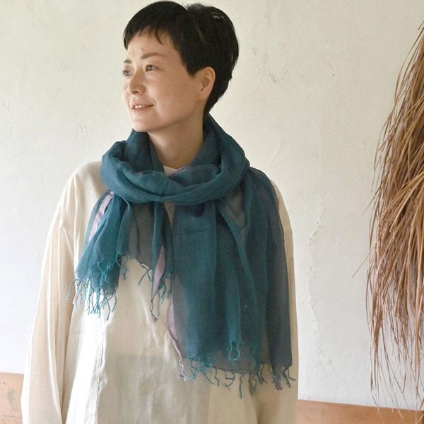 オーガニックコットン 手織りフワリストール