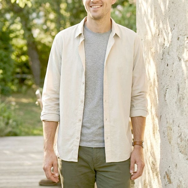 オーガニックコットン メンズ・ロングスリーブ・サンライズ・ストリーム・シャツ