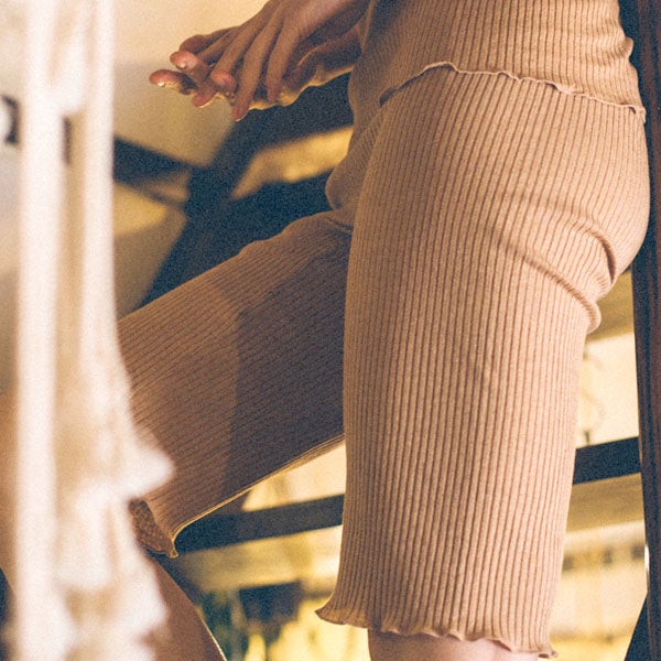 オーガニックコットン リブ5分丈パンツ