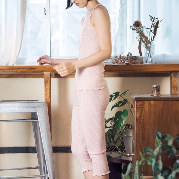 オーガニックコットン リブひざ下パンツ