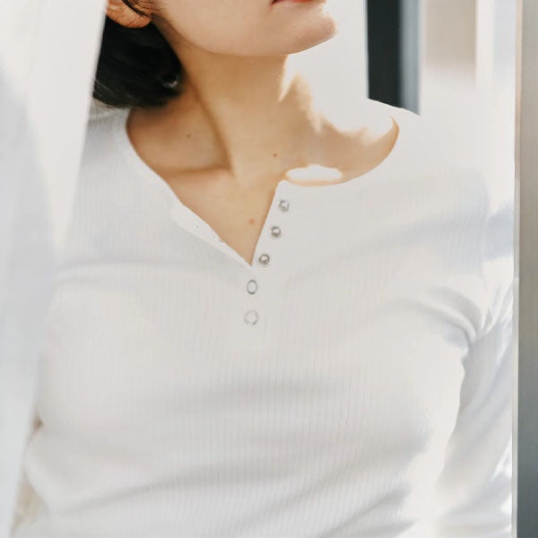 オーガニックコットン ヘンリーネックロングスリーブTシャツ