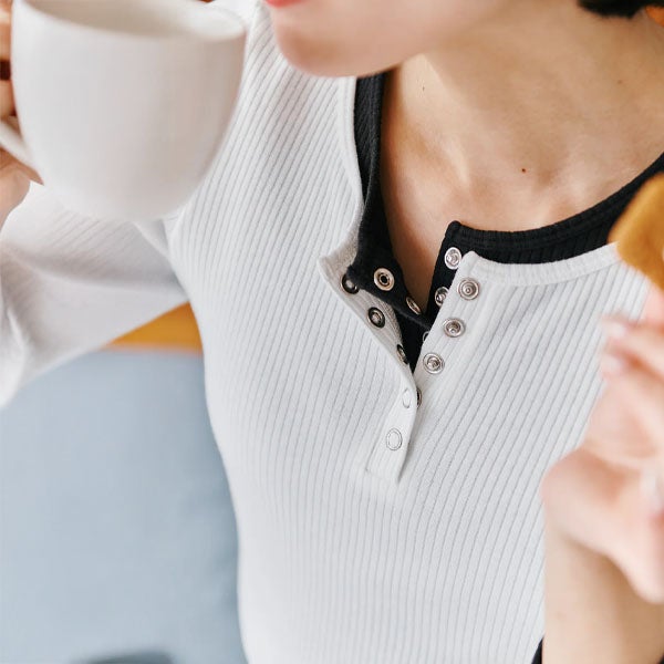 オーガニックコットン ヘンリーネックロングスリーブTシャツ