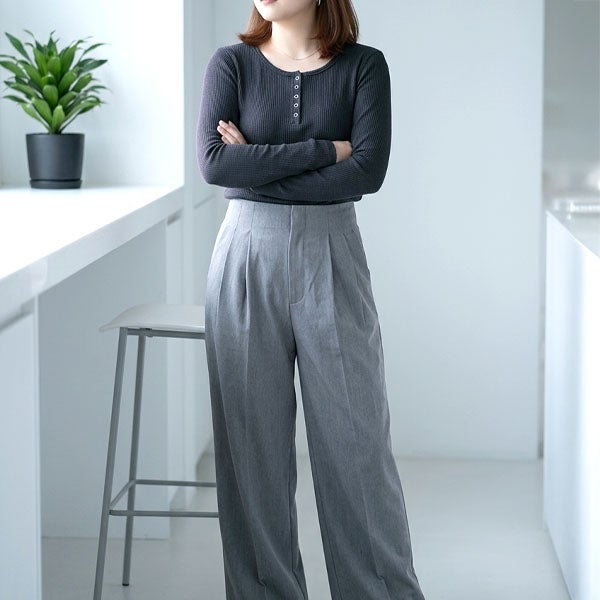 オーガニックコットン ヘンリーネックロングスリーブTシャツ