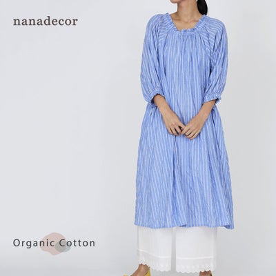 オーガニックコットン ユーカリギャザーワンピース