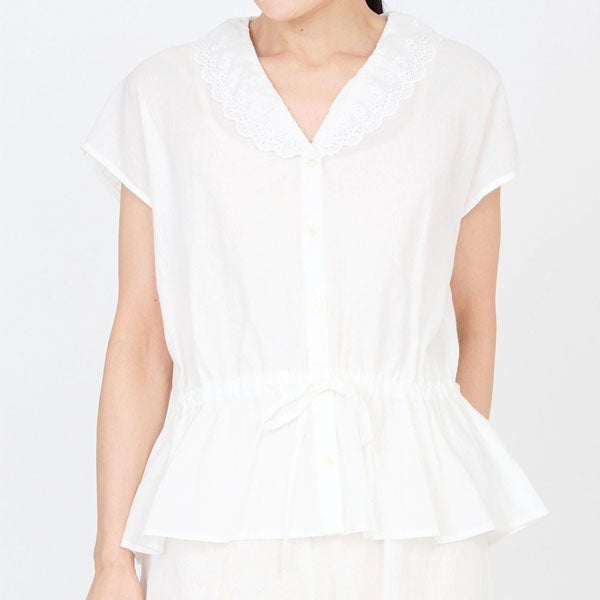 オーガニックコットン クラシックローズレースブラウス