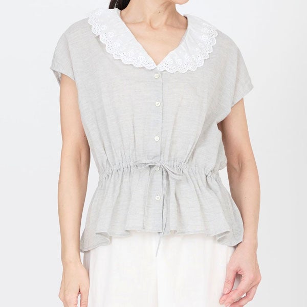 オーガニックコットン クラシックローズレースブラウス