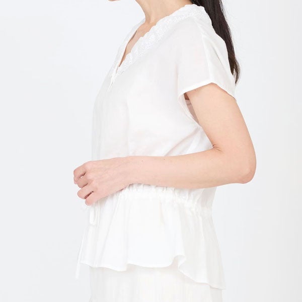 オーガニックコットン クラシックローズレースブラウス