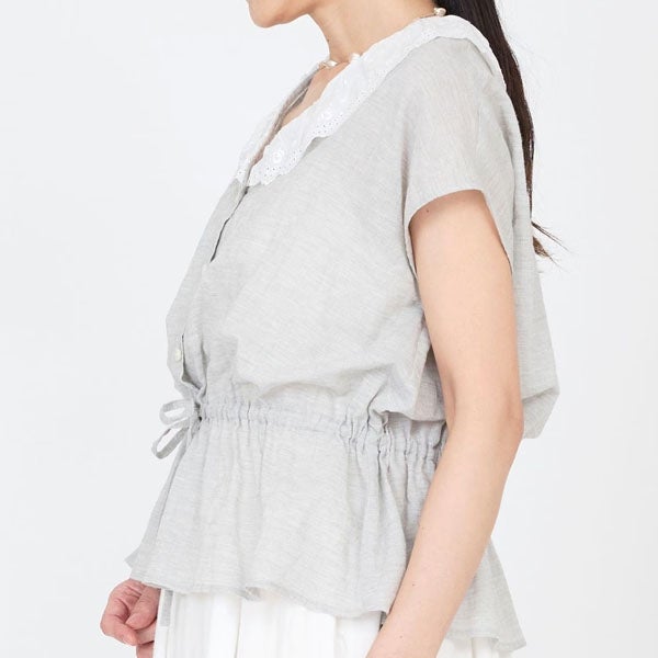 オーガニックコットン クラシックローズレースブラウス