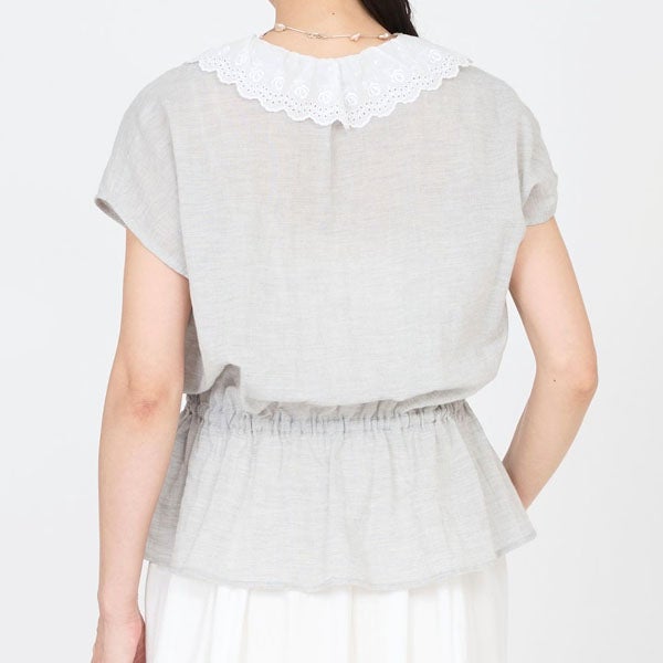 オーガニックコットン クラシックローズレースブラウス