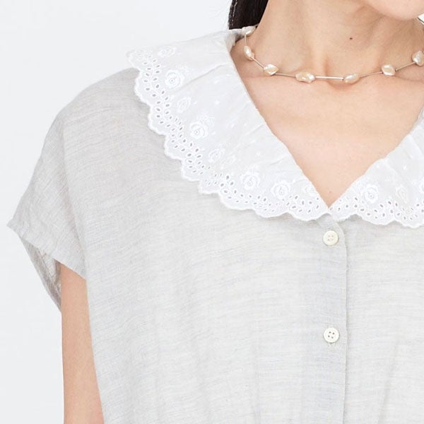オーガニックコットン クラシックローズレースブラウス