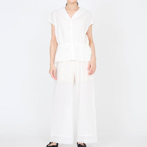 オーガニックコットン クラシックローズレースブラウス