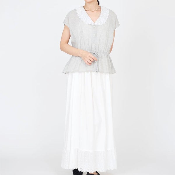 オーガニックコットン クラシックローズレースブラウス