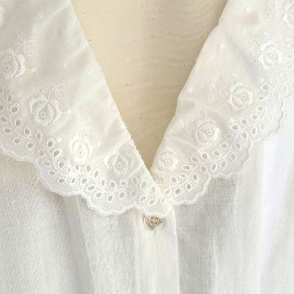 オーガニックコットン クラシックローズレースブラウス