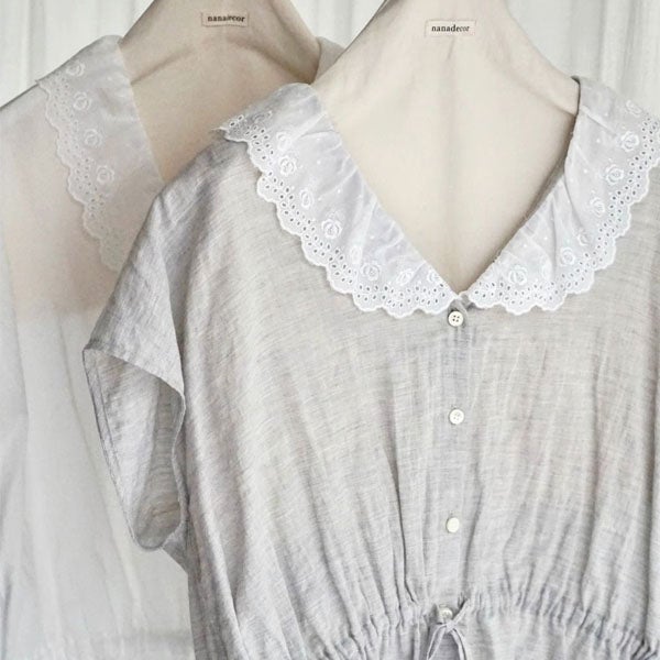 オーガニックコットン クラシックローズレースブラウス