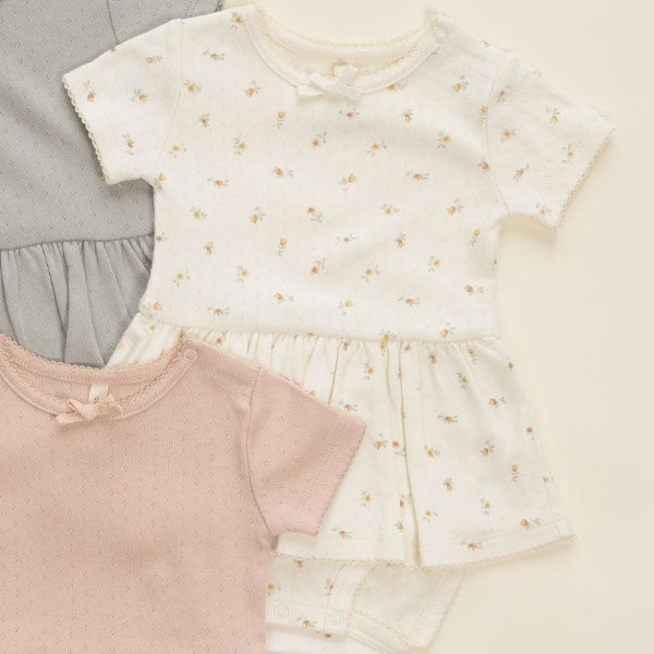 オーガニックコットン ベビーポインテルスカート付き ロンパース(半袖)